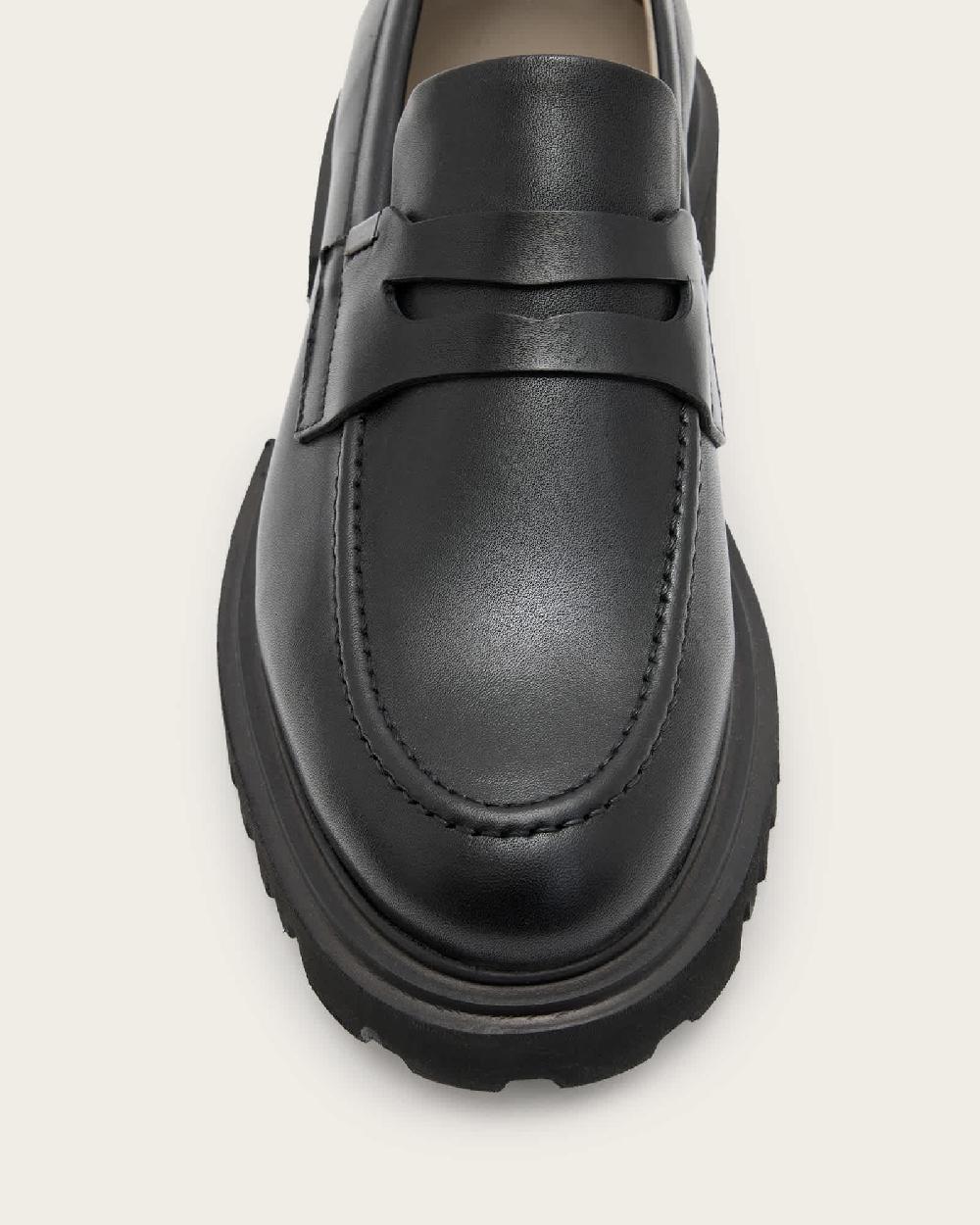 All Saints Lola Leather Loafers Black