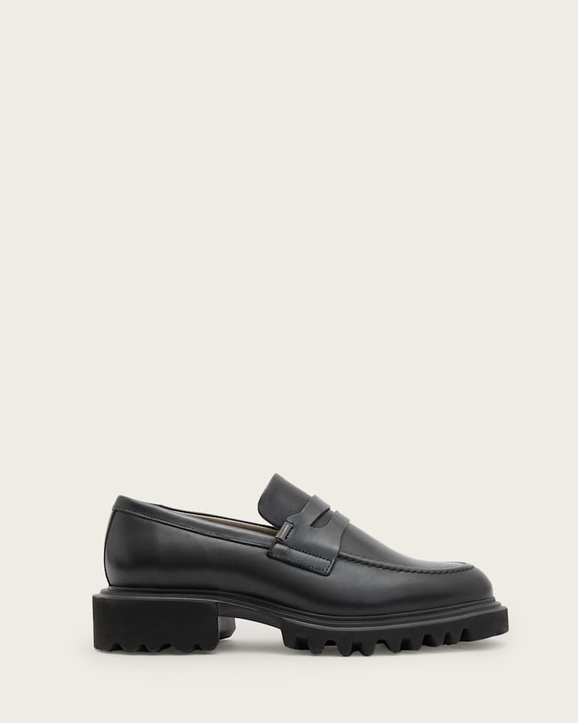 all saints Lola Leather Loafers Black