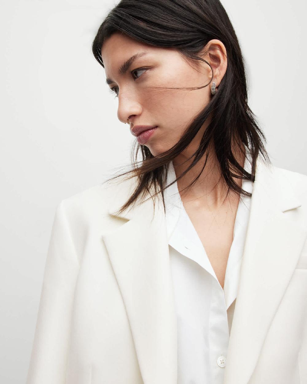 All Saints London Single Breasted Blazer Off White