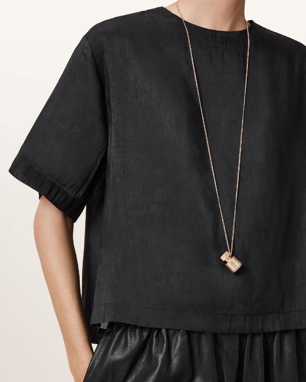 All Saints Lottie Linen T-Shirt Black