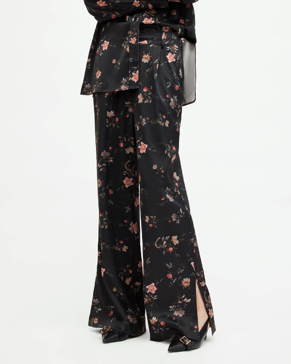 All Saints Louisa Tanana Floral Print Pants Black