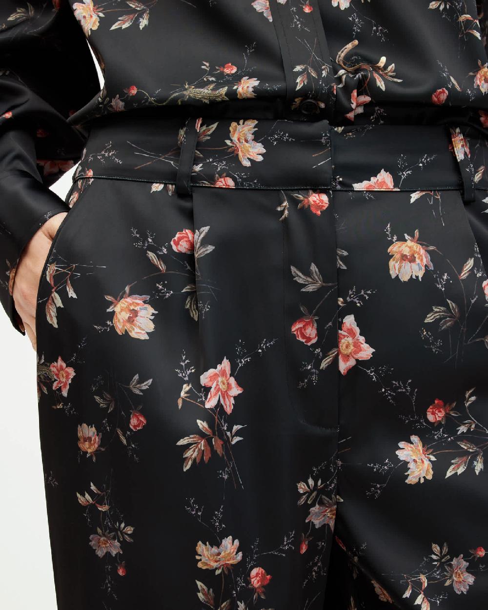 All Saints Louisa Tanana Floral Print Pants Black
