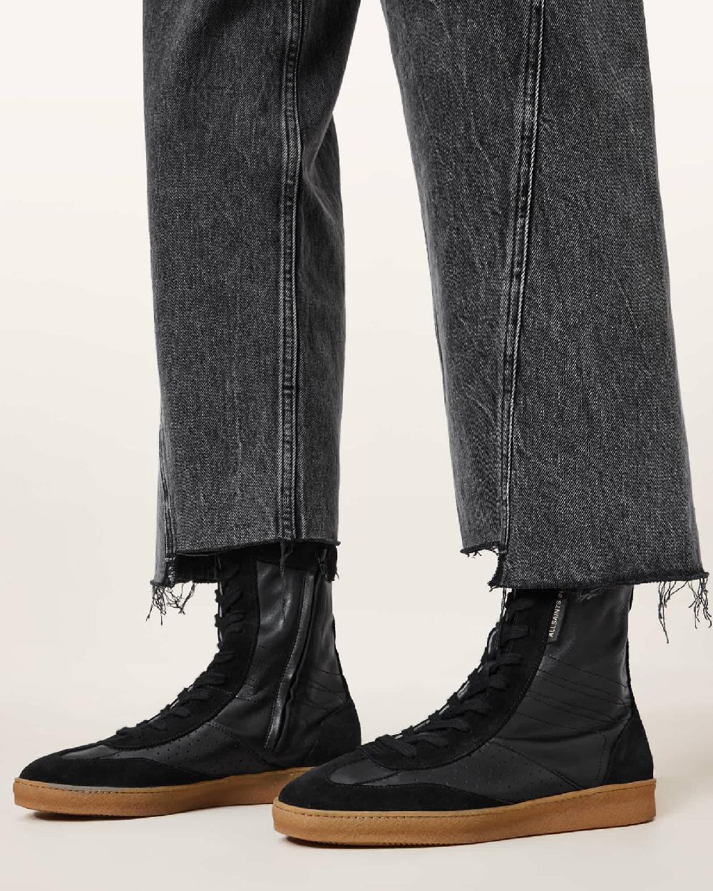 All Saints Louise Leather High Top Sneakers Black