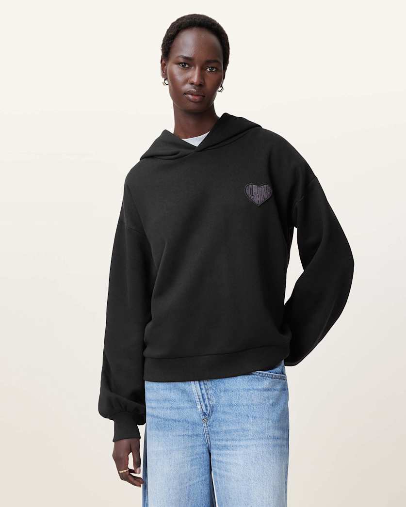 all saints Lover Rihan Embroidered Hoodie Black