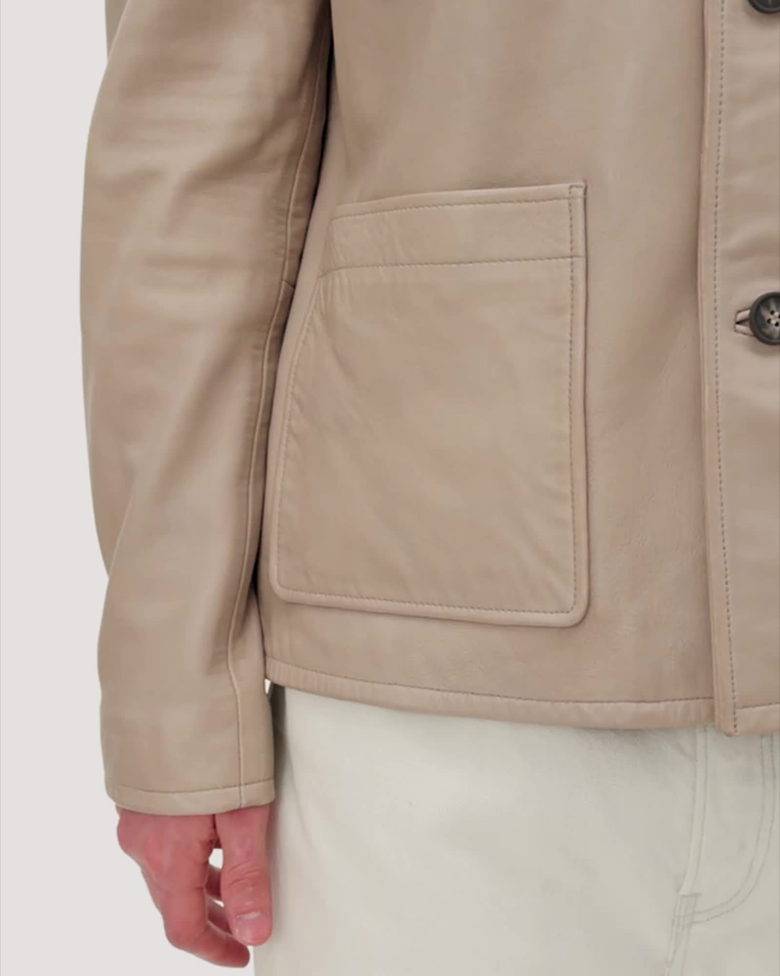 all saints Luca Leather Blazer Pale Grey