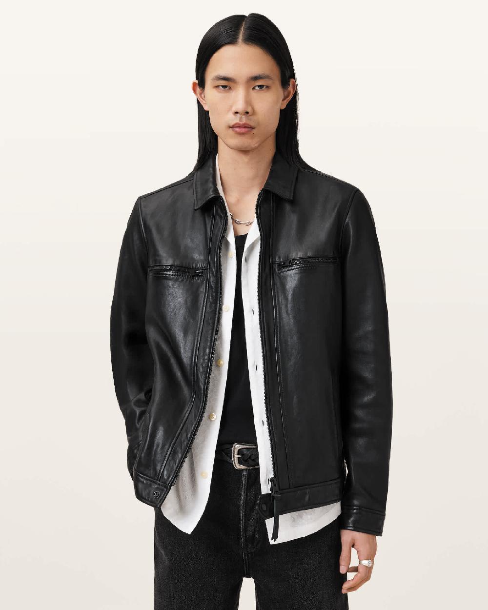 All Saints Luck Leather Jacket Black