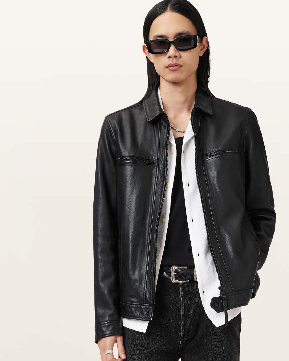 All Saints Luck Leather Jacket Black