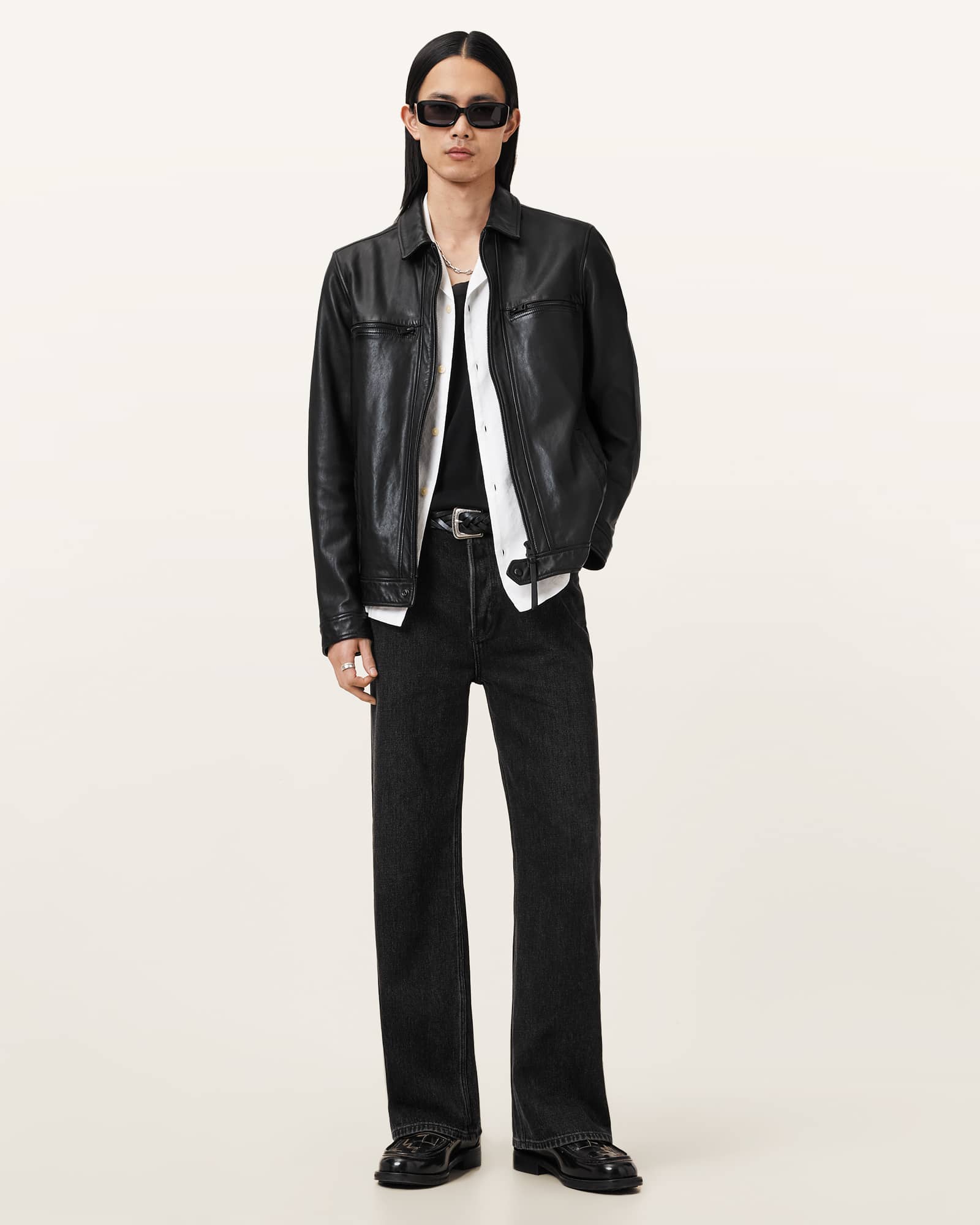 All Saints Luck Leather Jacket Black