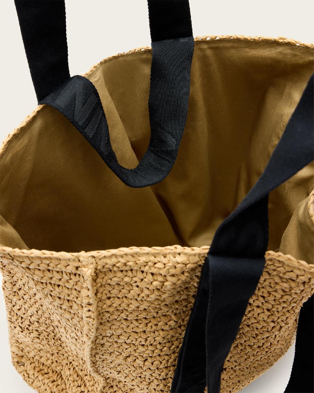 All Saints Lullah Woven Straw Tote Bag Almond