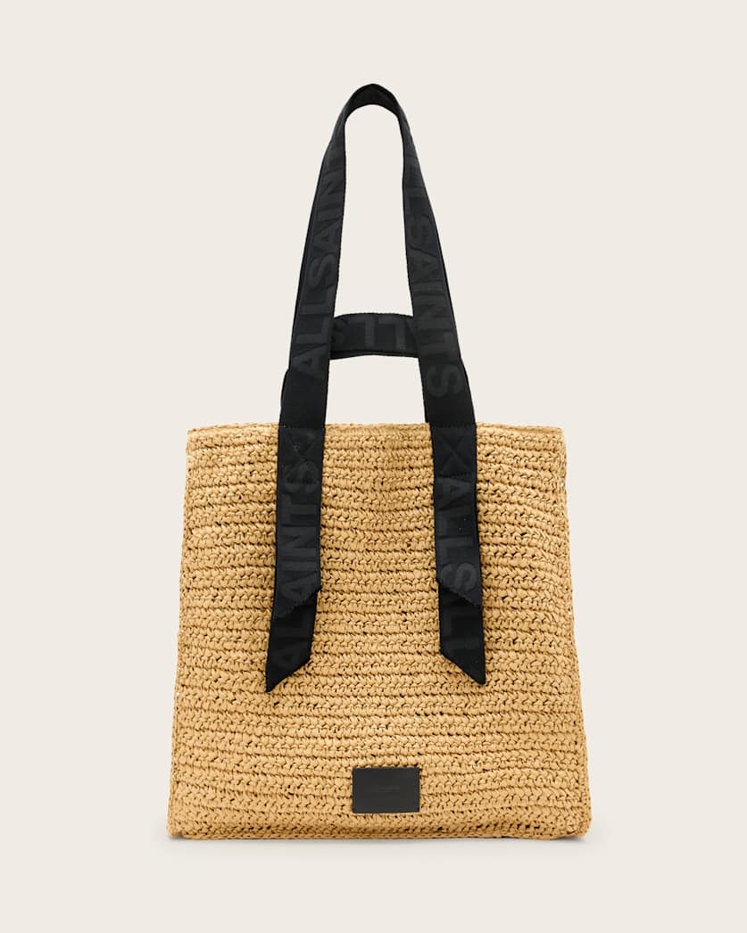 all saints Lullah Woven Straw Tote Bag Almond