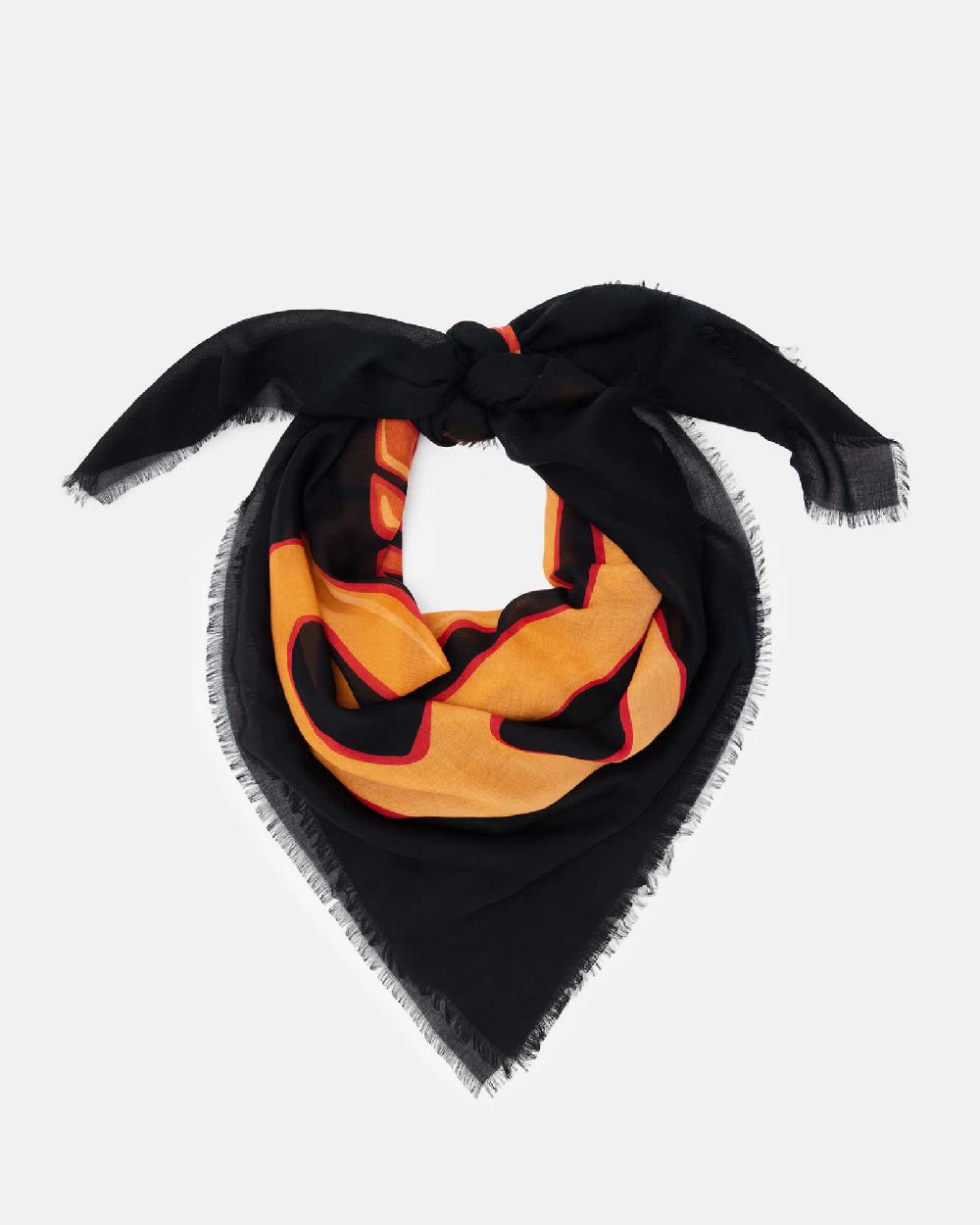 All Saints Luvo Large Square Logo Scarf Black