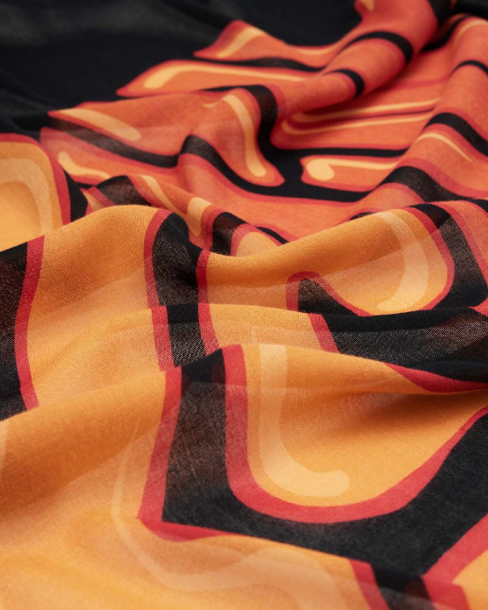 All Saints Luvo Large Square Logo Scarf Black