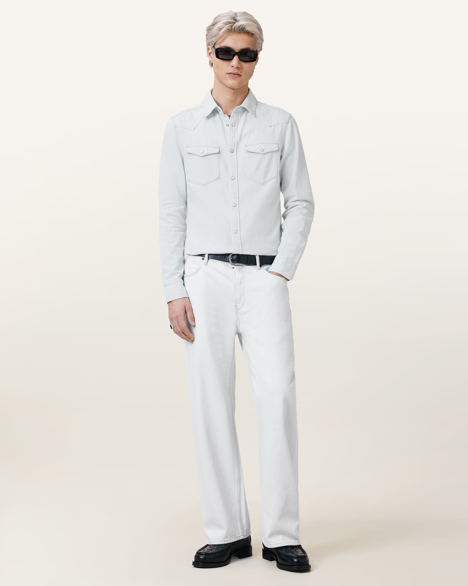 All Saints MacGowan Denim Shirt Bleach White