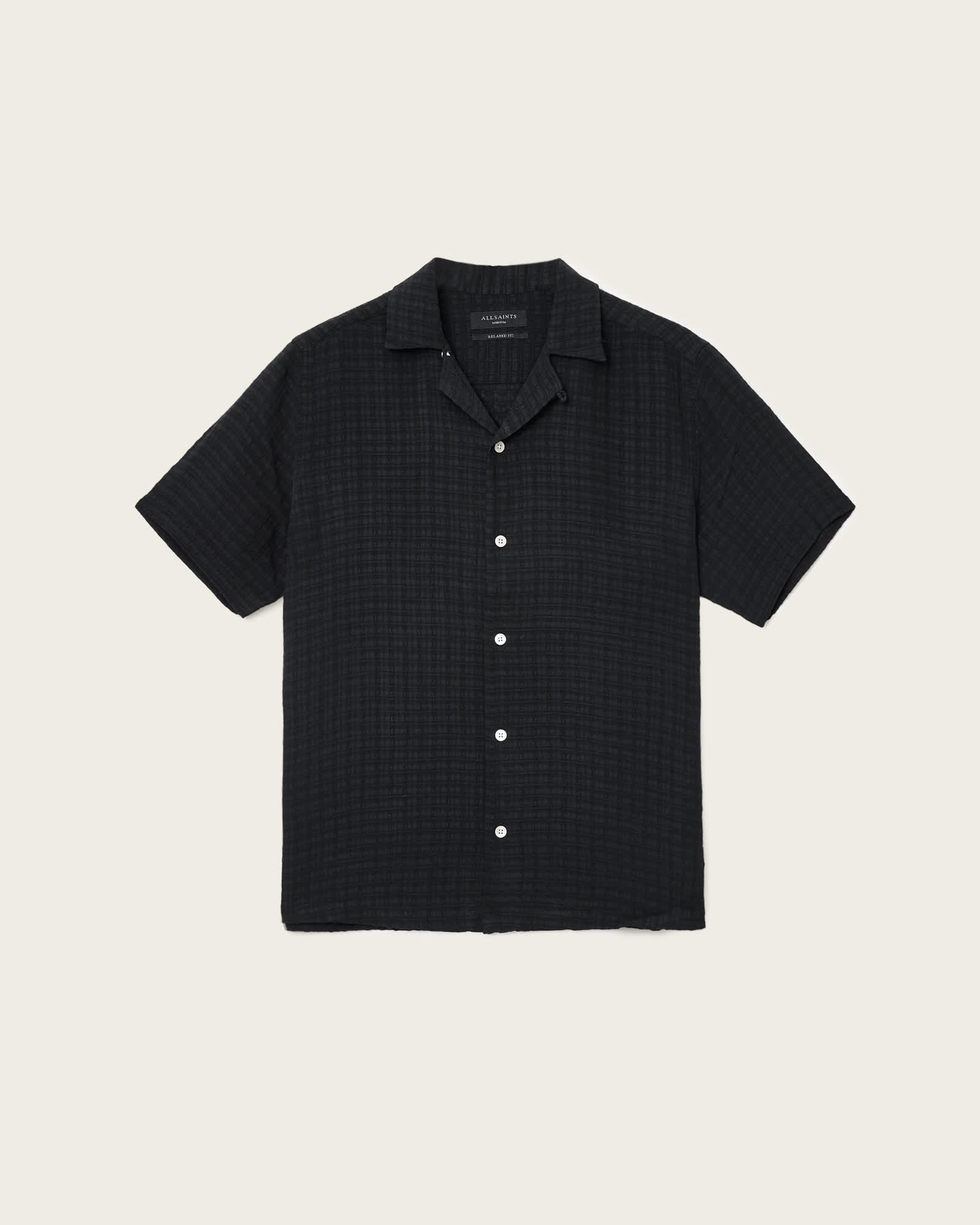 All Saints Madin Short Sleeve Shirt Cadet Black