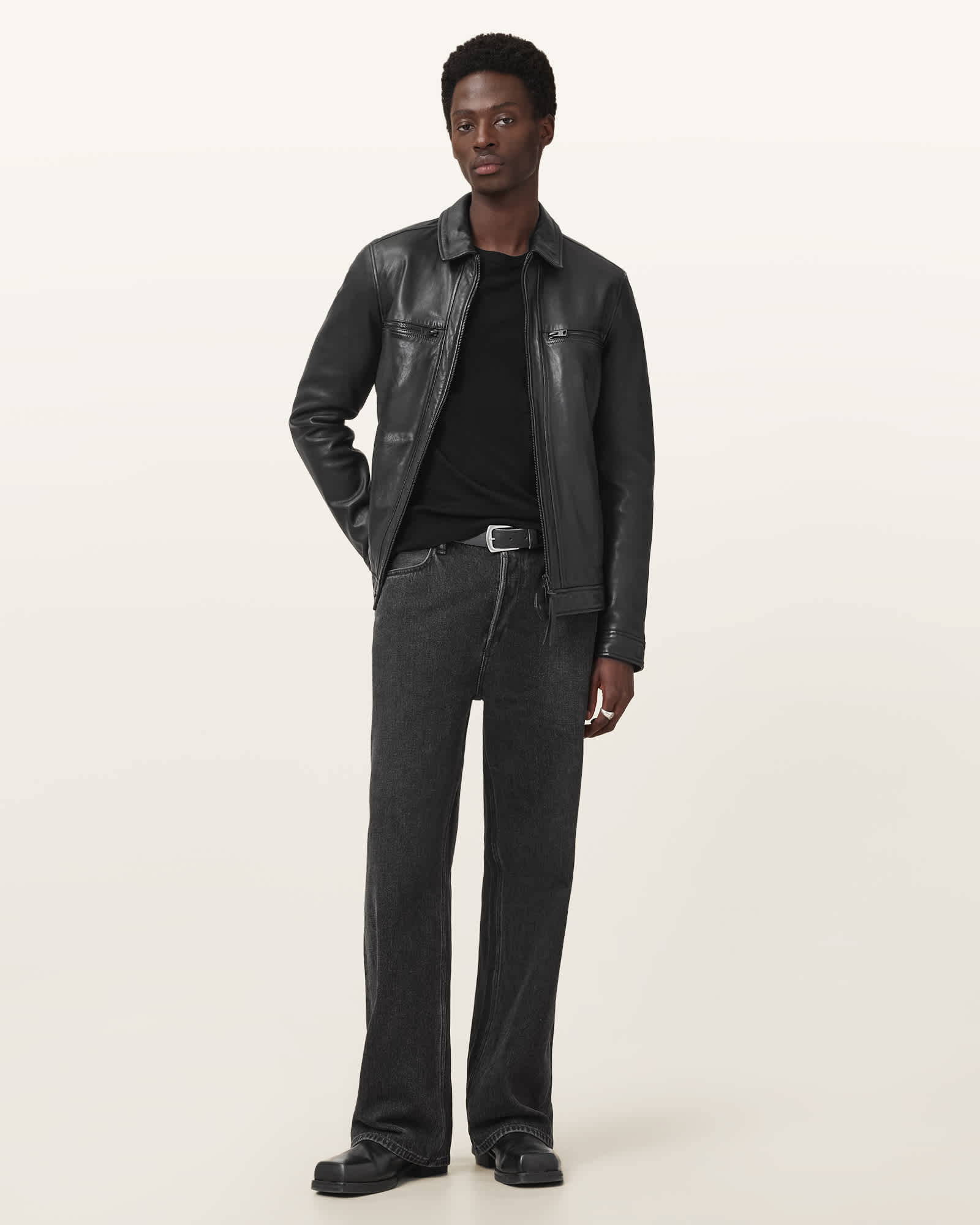 All Saints Maes Merino Crew Neck Sweater Black