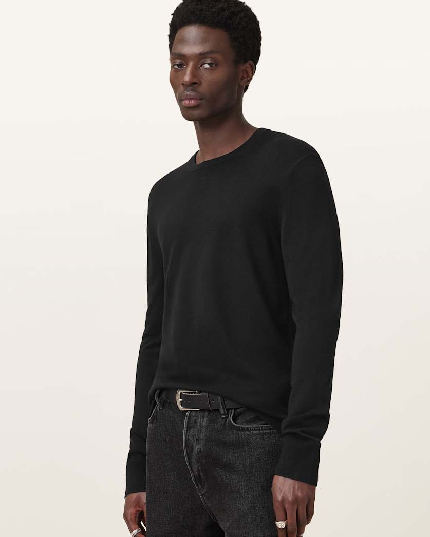all saints Maes Merino Crew Neck Sweater Black