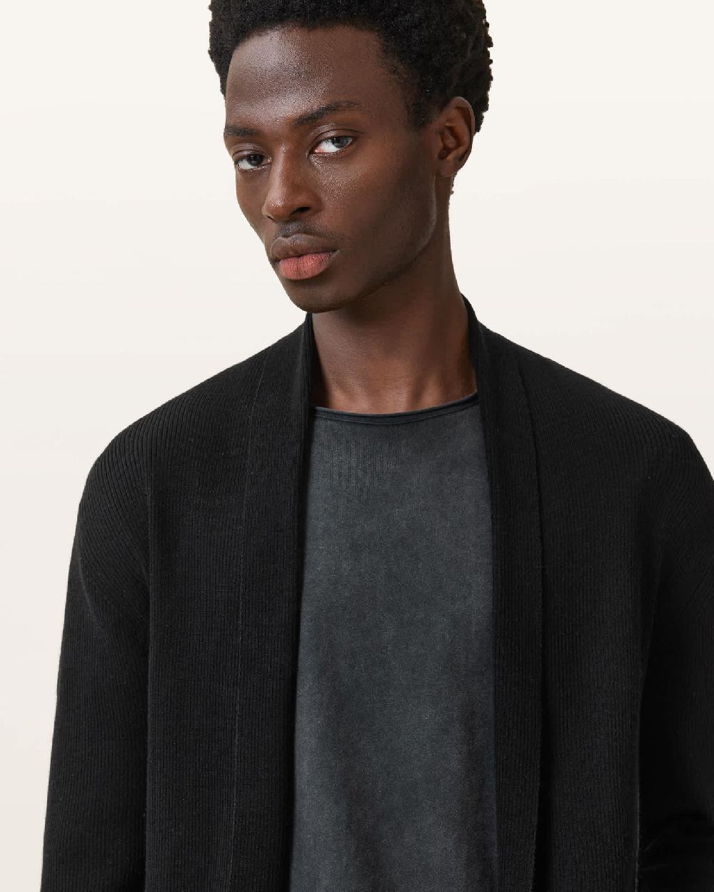 All Saints Maes Merino Open Cardigan Black