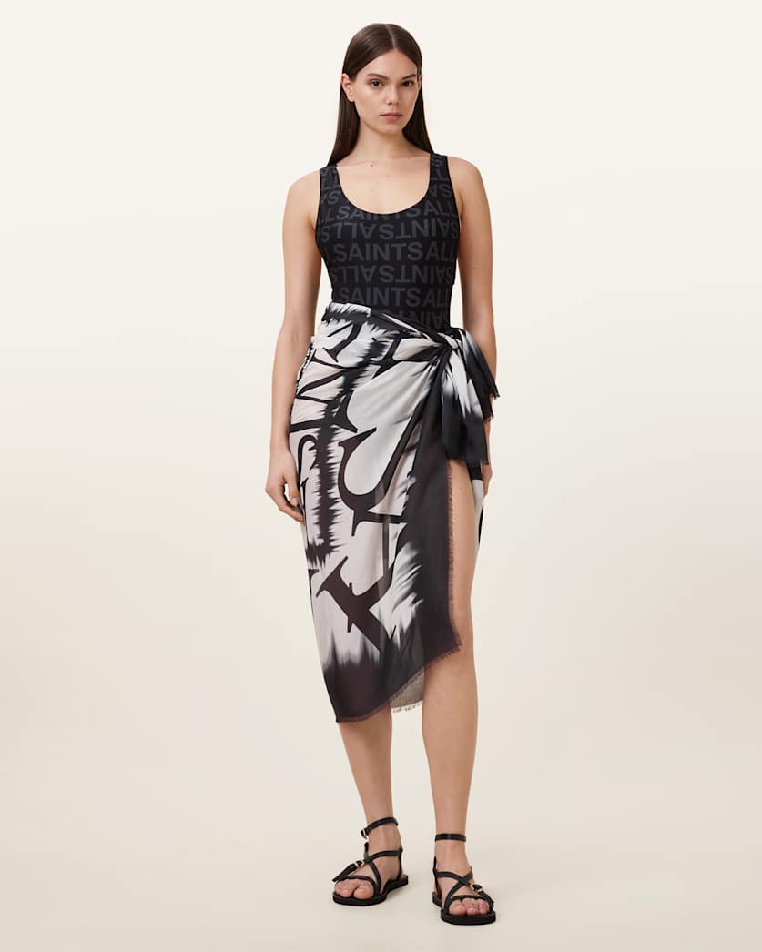 all saints Maeve Tie Dye Sarong Chalk White