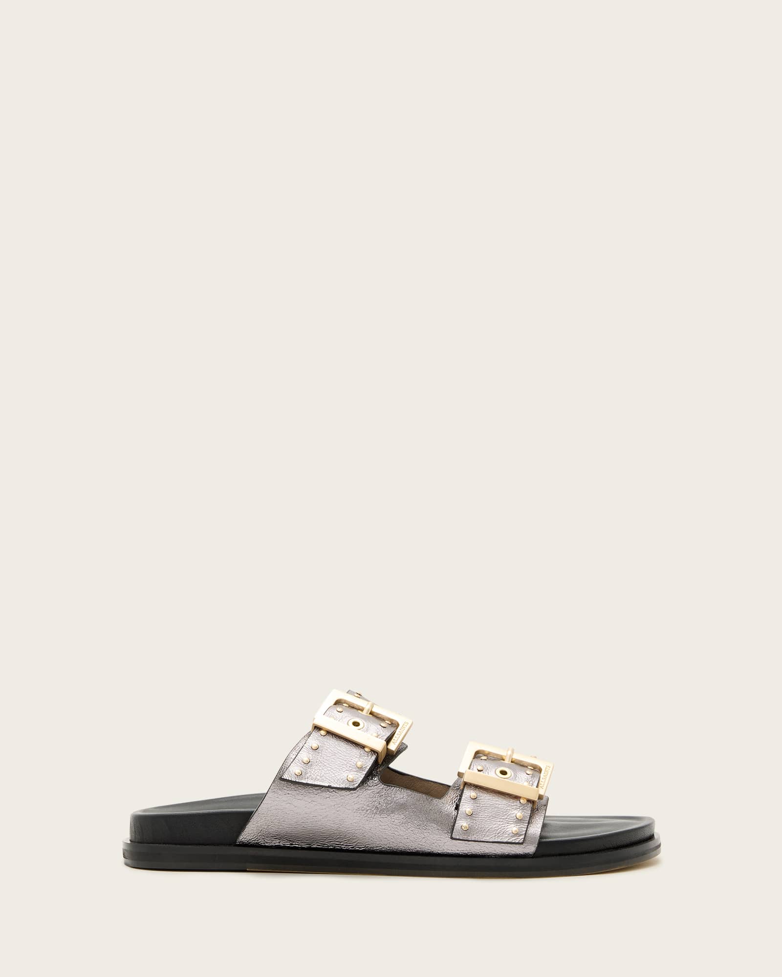 All Saints Magda Studded Leather Sandals Silver