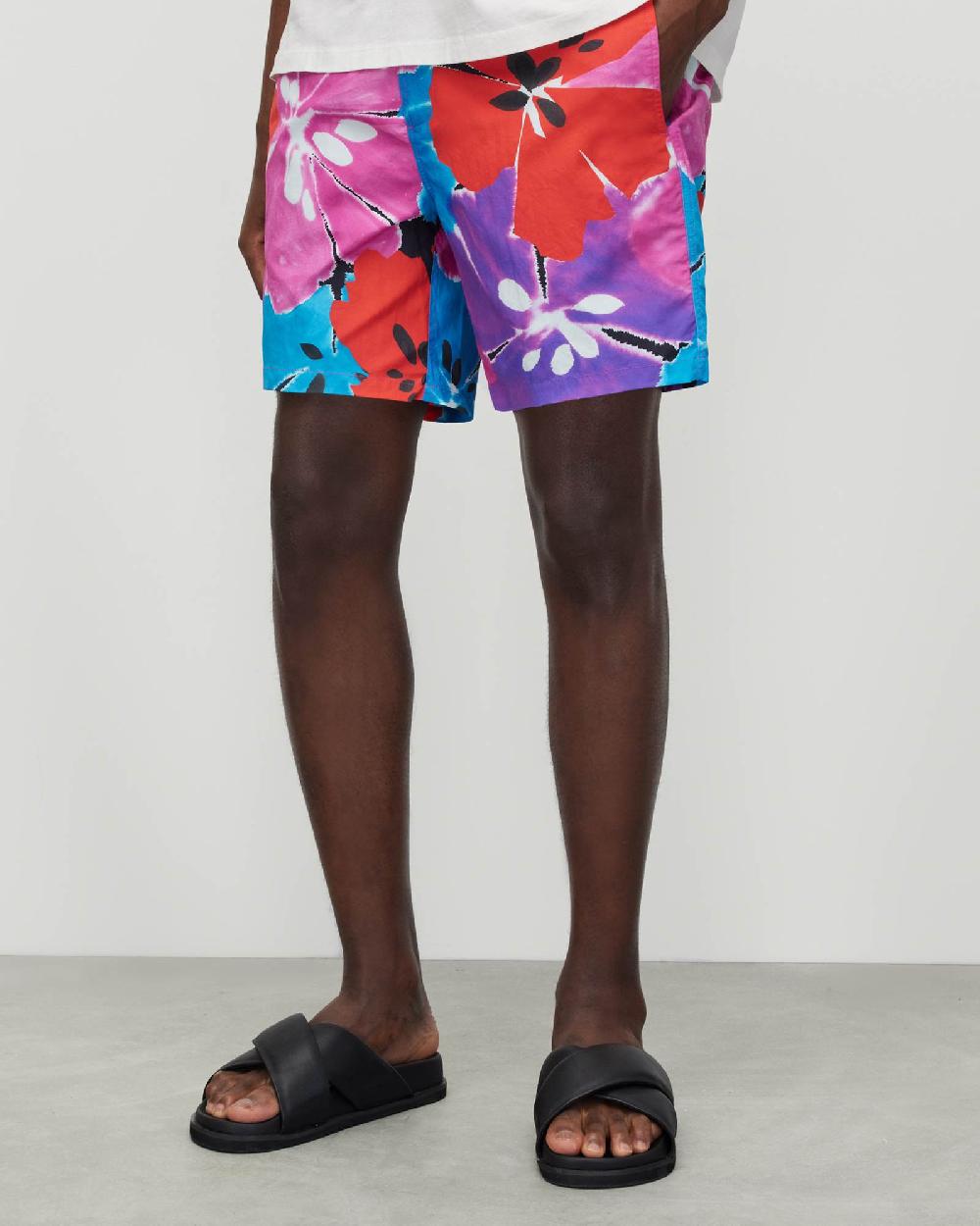 All Saints Mallorca Floral Swim Shorts Jet Black