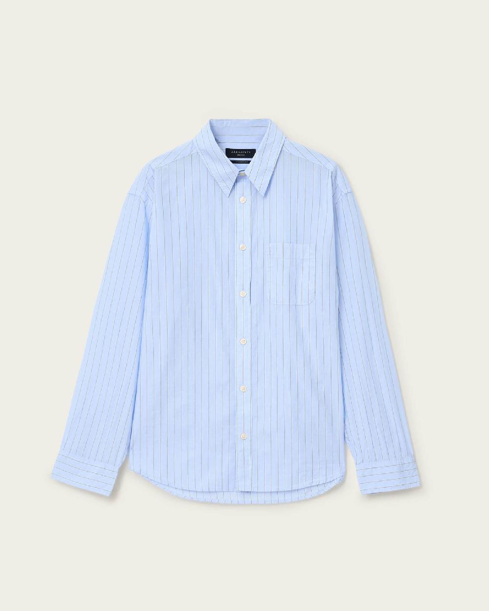 All Saints Marcel Long Sleeve Shirt Willow Blue