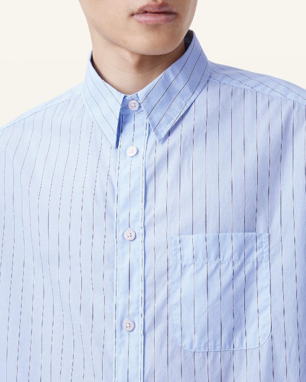 All Saints Marcel Long Sleeve Shirt Willow Blue