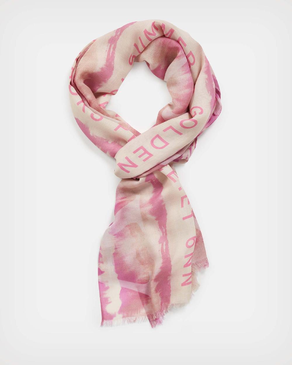 All Saints Marea Tie Dye Print Oblong Scarf Pink