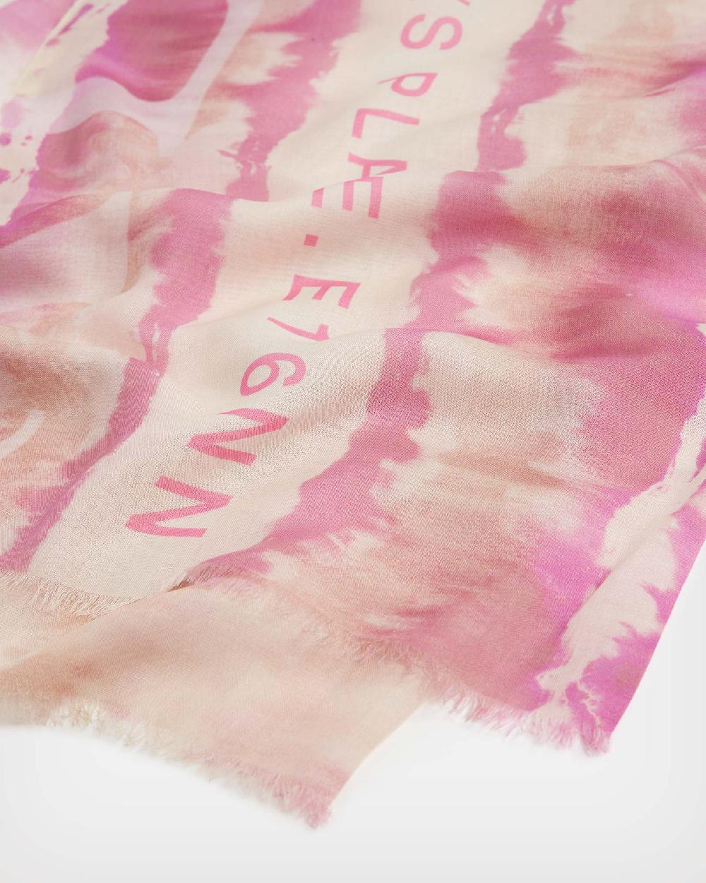 All Saints Marea Tie Dye Print Oblong Scarf Pink
