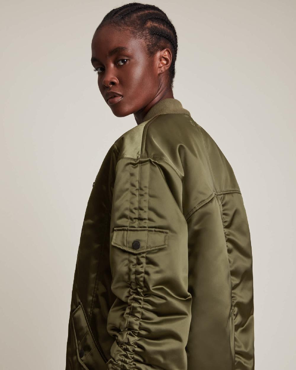 All Saints Margot Bomber Jacket Khaki Green