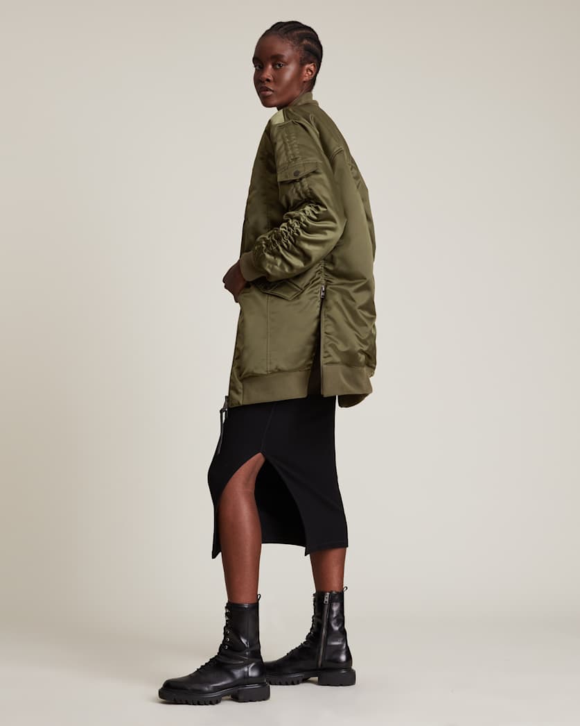 all saints Margot Bomber Jacket Khaki Green