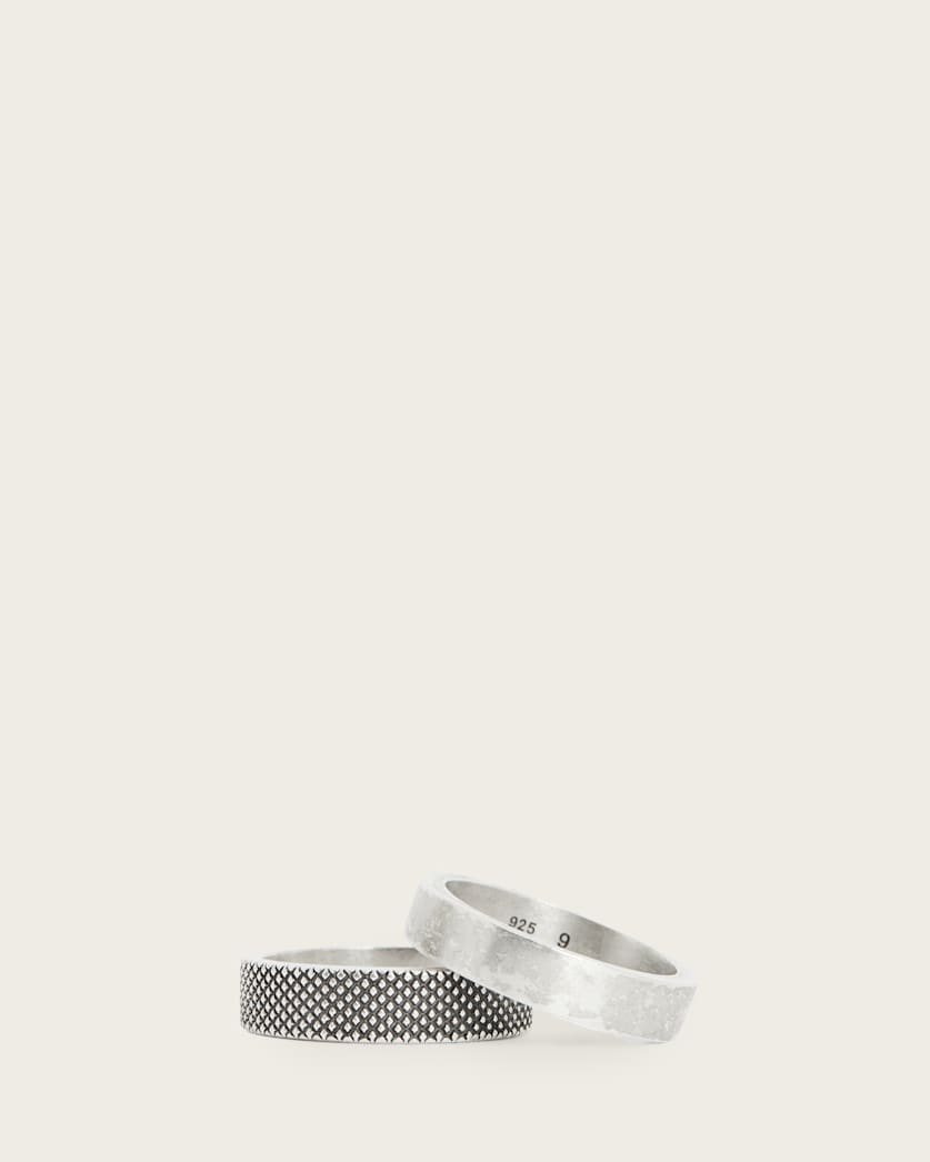 all saints Mars Tex Ring Set Warm Silver