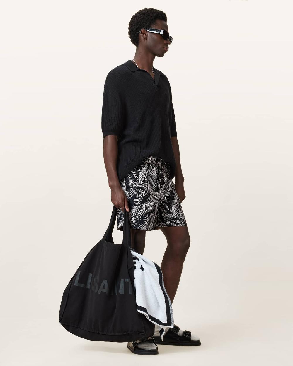 All Saints Marseille Swim Shorts JET BLACK/OPT WHT