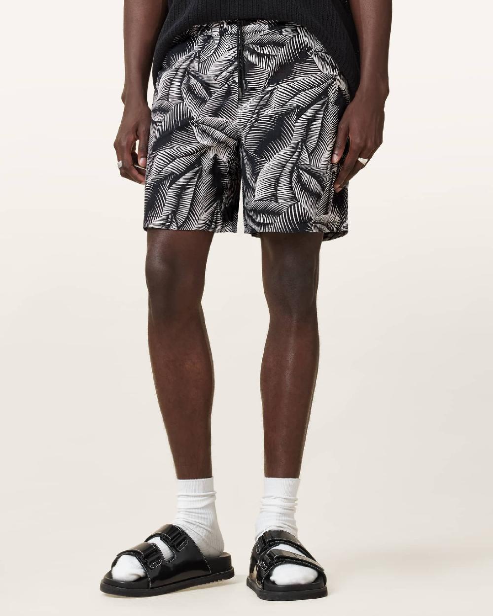 All Saints Marseille Swim Shorts JET BLACK/OPT WHT