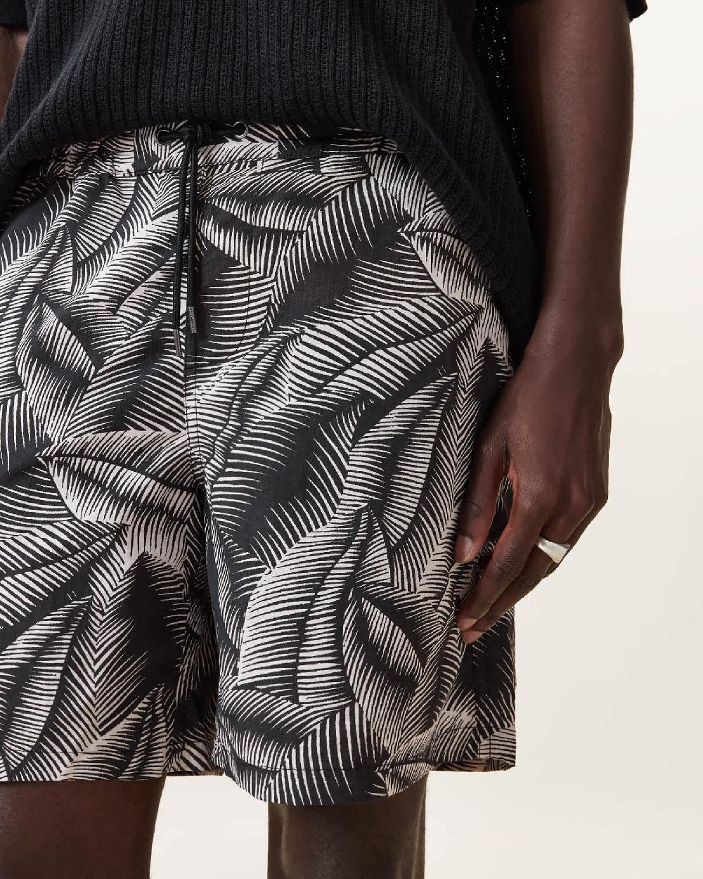 All Saints Marseille Swim Shorts JET BLACK/OPT WHT