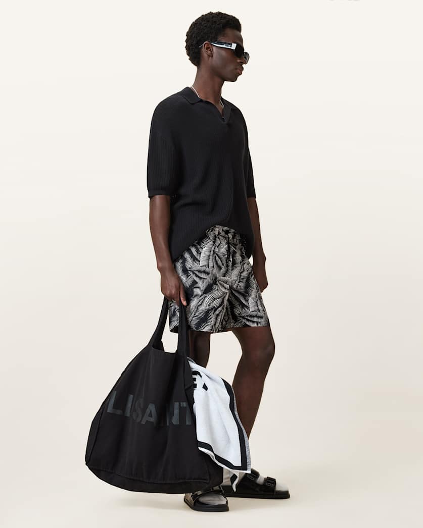 all saints Marseille Swim Shorts JET BLACK/OPT WHT