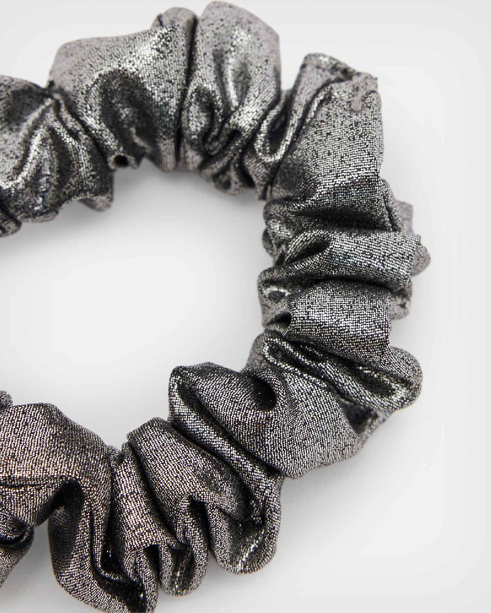 All Saints Metallic Mini Scrunchie Silver