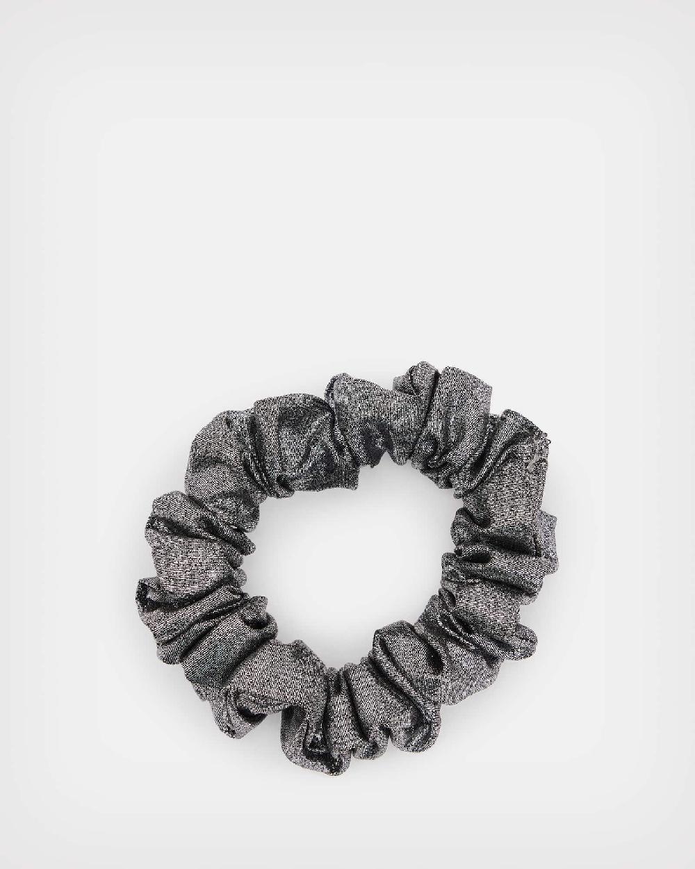 All Saints Metallic Mini Scrunchie Silver