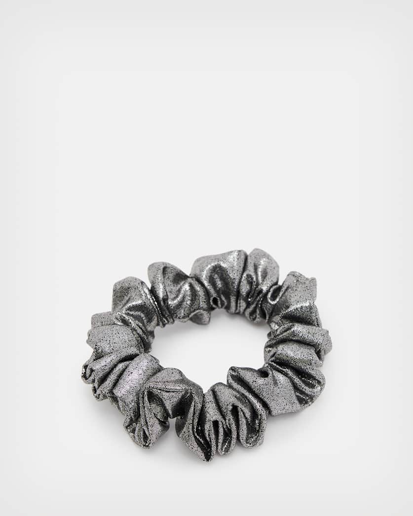 all saints Metallic Mini Scrunchie Silver