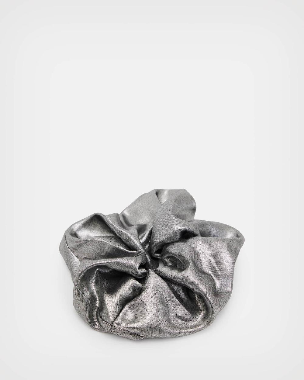 All Saints Metallic Oversized Scrunchie Silver