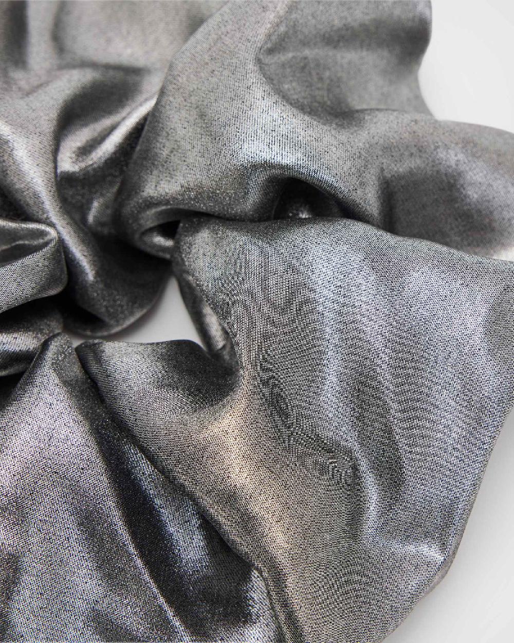 All Saints Metallic Oversized Scrunchie Silver