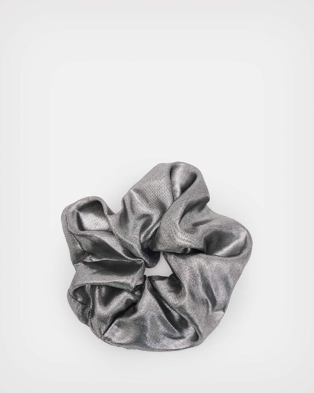 All Saints Metallic Oversized Scrunchie Silver