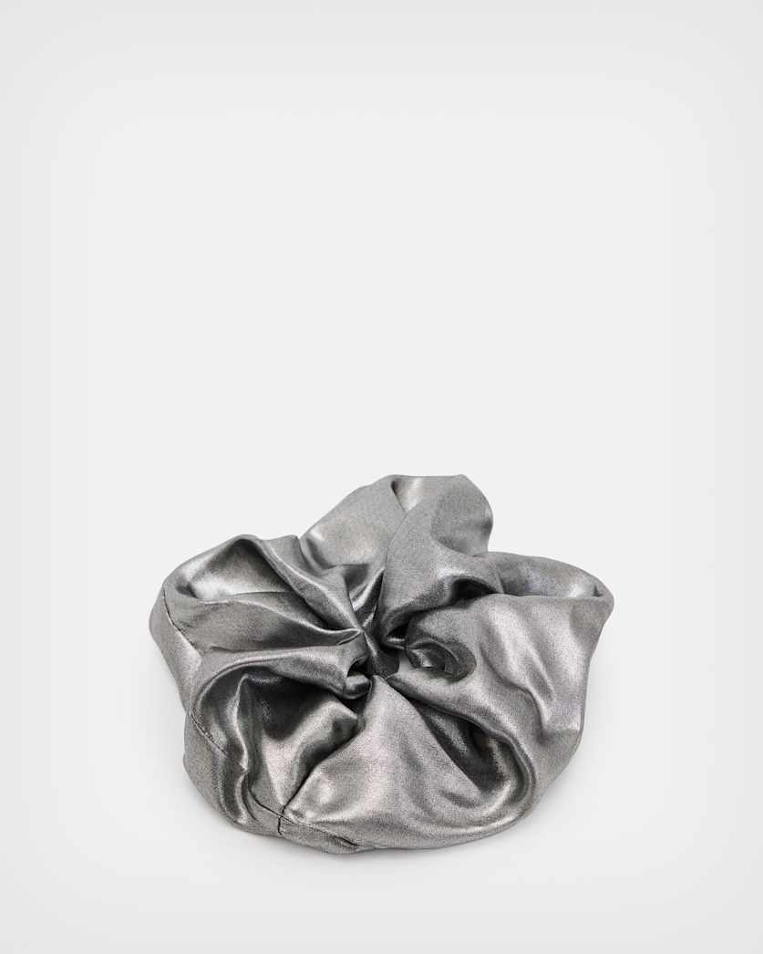 all saints Metallic Oversized Scrunchie Silver