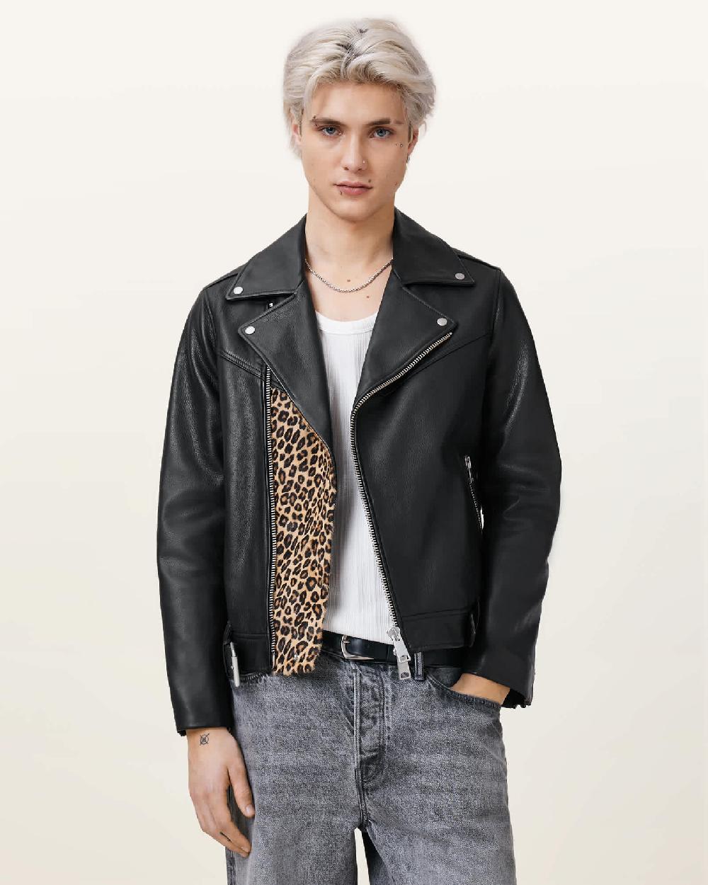 All Saints Mick Leather Biker Jacket Black