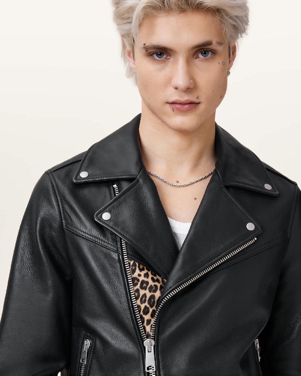 All Saints Mick Leather Biker Jacket Black