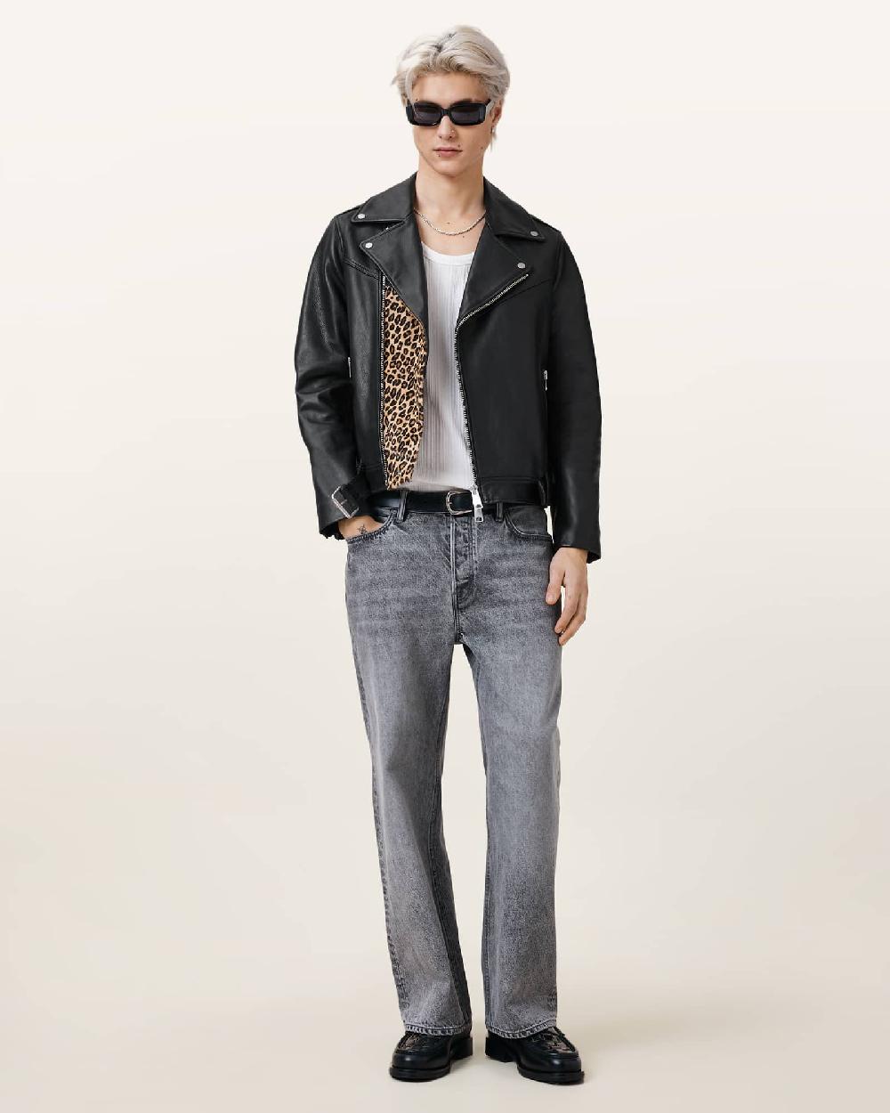 All Saints Mick Leather Biker Jacket Black