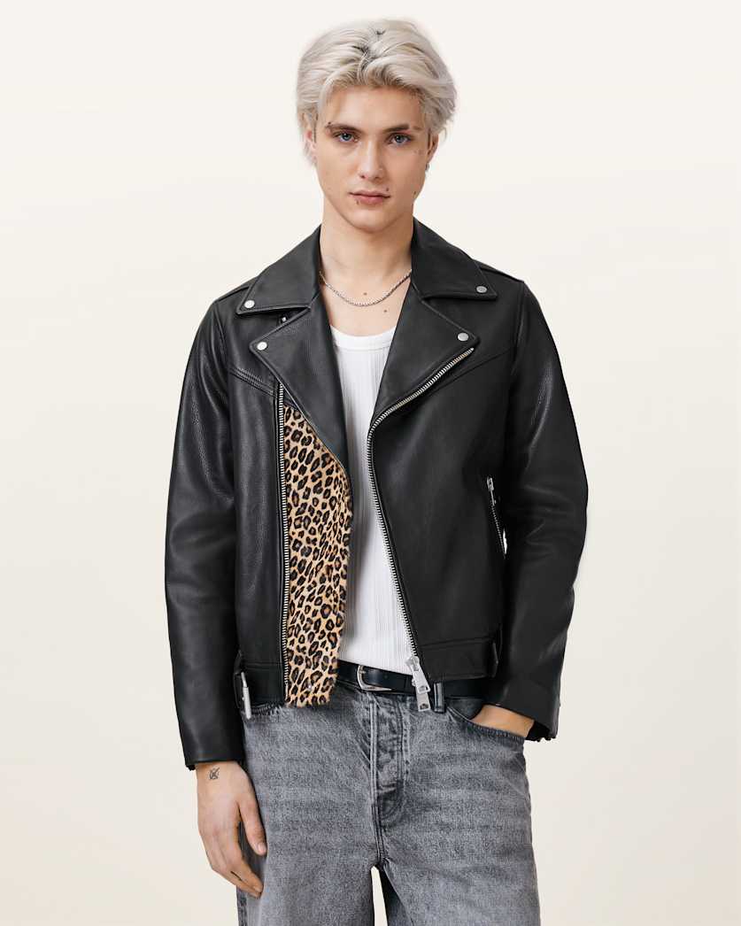 all saints Mick Leather Biker Jacket Black