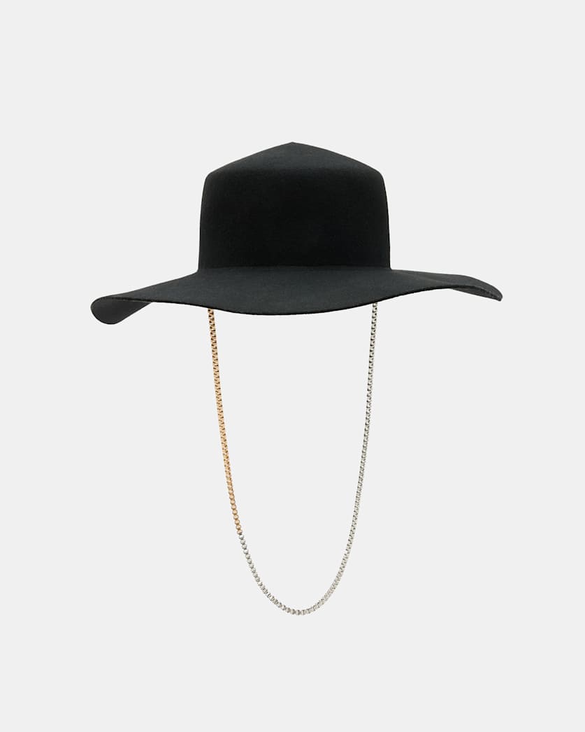 all saints Mila Chain Strap Wool Bolero Hat Black