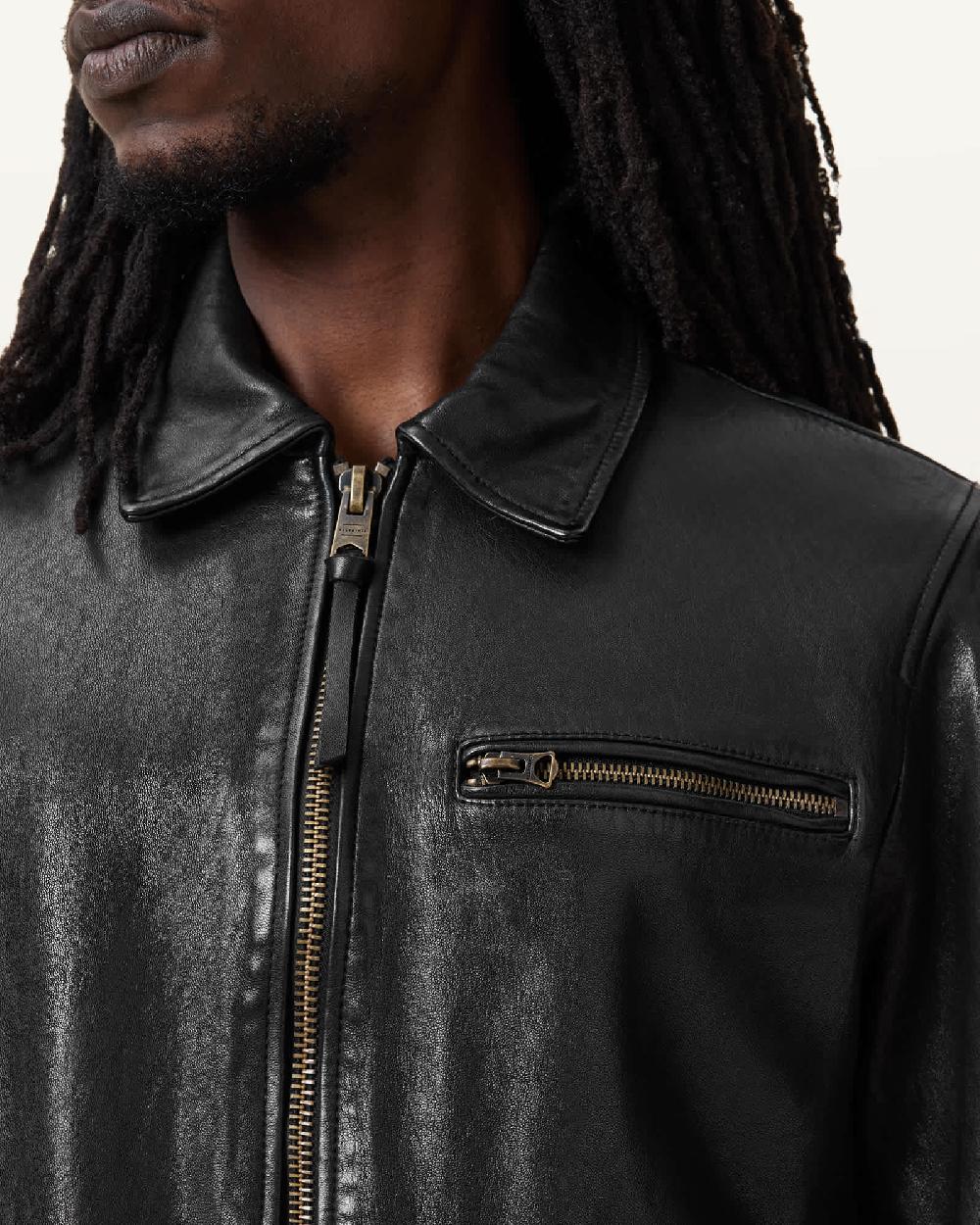 All Saints Miller Leather Jacket Black