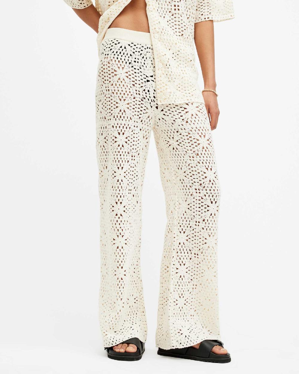 All Saints Milly Crochet Pants Ecru White