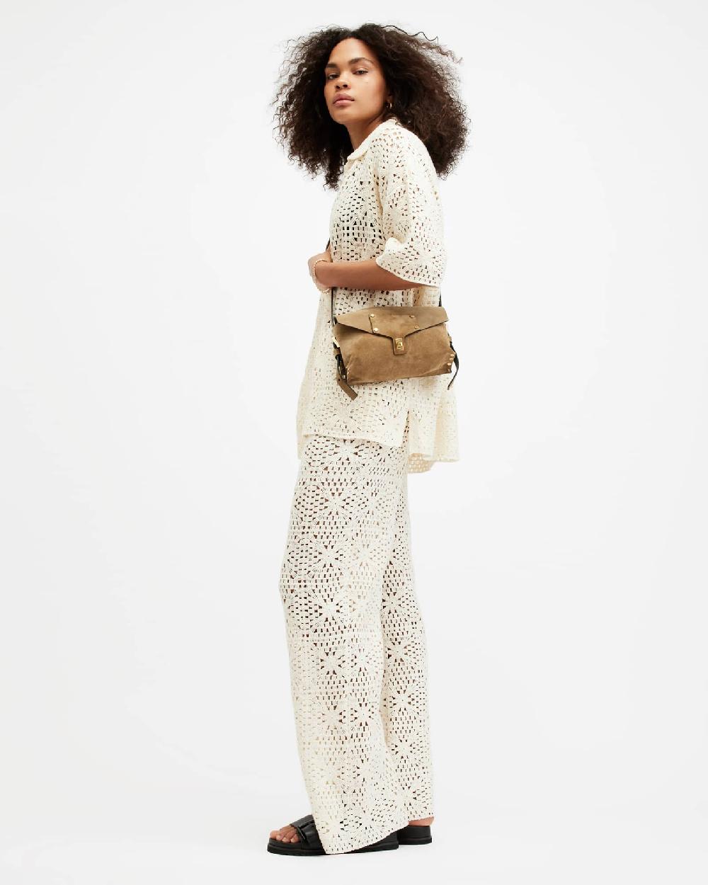All Saints Milly Crochet Pants Ecru White